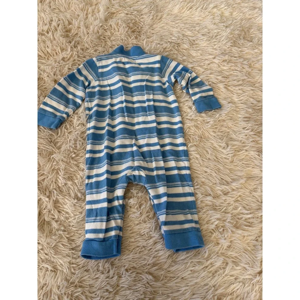 Ralph Lauren Baby Boys Bundle 3 Blue Hooded‎ Romper & Chambray Button Up Set 9M